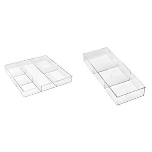whitmor 6-section clear drawer organizer & 3 section small easy clean clear plastic resin drawer organizer