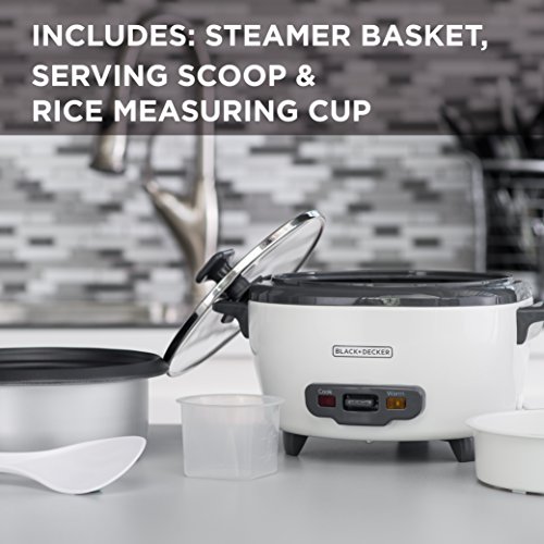 BLACK+DECKER Rice Cooker, 6-cup, White