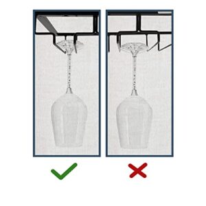 Wine Glass Rack Under Cabinet,2 Pack Metal Wine Glass Holder Stemware Rack, Black 3 Rows Wine Glass Hanger Rack for Kitchen Bar,Easy Install Under Shelf Wine Glass Holder