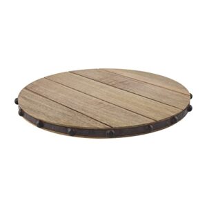 mud pie bead rim lazy susan, wood/metal