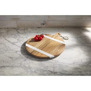 Mud Pie White/Wood Stripe Lazy Susan, 19" x 16"