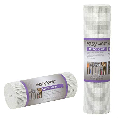 Duck 281877/1344559 Select Grip EasyLiner Non-Adhesive Shelf Liner, 20" x24' and 12" x20', 2 Rolls Total, White, 59 Sq Ft