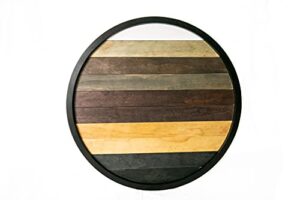 home breezes extra large wooden lazy susan- round wood ottoman turntable tray, serve tea, coffee, or breakfast in bed, classic circle wooden tray for tabletop, decorative serving tray.