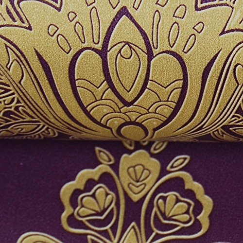 SimpleLife4U Luxury Purple Damask Removable PVC Shelf Drawer Liner Home Decor 17x118 Inch