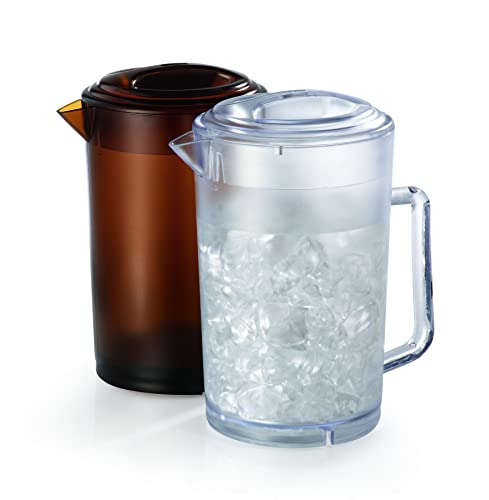 G.E.T. Heavy-Duty Shatterproof Plastic 2 Quart Pitcher with Lid, BPA Free (64 Ounce), Clear