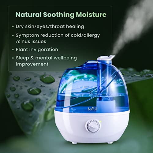 Cool Mist Humidifiers for Bedroom & Large Room {2.5l Water Tank} Quiet Ultrasonic Air Humidifier For Babies Nursery, Office, Indoor Plants & Whole House -Adjustable 360 Rotation Nozzle, Auto-Shut Off