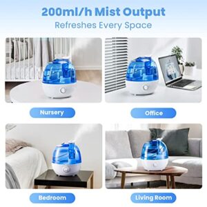 Cool Mist Humidifiers for Bedroom & Large Room {2.5l Water Tank} Quiet Ultrasonic Air Humidifier For Babies Nursery, Office, Indoor Plants & Whole House -Adjustable 360 Rotation Nozzle, Auto-Shut Off