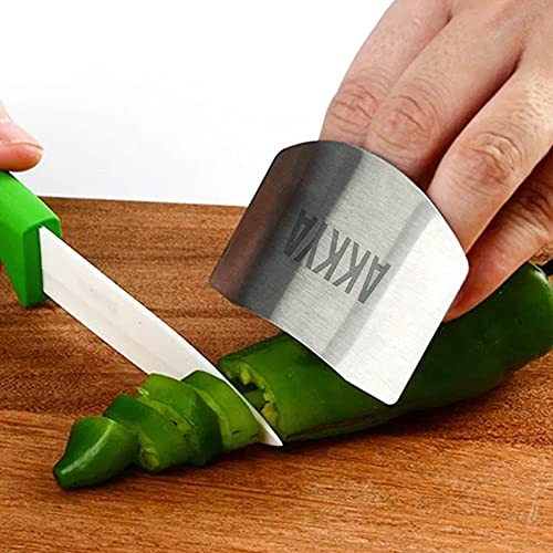 Akkya Finger Guards for Cutting Stainless Steel Finger Protector Kitchen Tool Chef Knife Cutting Finger Guard Knife for Food Chopping Cutting Avoid Hurting 3 Pack