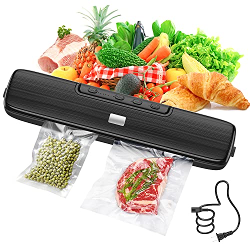 Vacuum Sealer Machine - Food Vacuum Sealer for Food Saver Automatic Air Sealing System for Food Storage Dry and Moist Food Modes Compact Design 12.6 Inch with 15Pcs Seal Bags Starter Kit