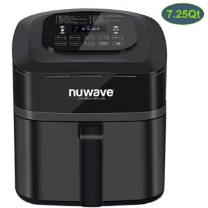 Nuwave Brio 7-in-1 Air Fryer Oven, 7.25-Qt with One-Touch Digital Controls, 50°- 400°F Temperature Controls in 5° Increments, Linear Thermal (Linear T) for Perfect Results, Black