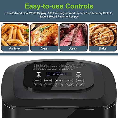 Nuwave Brio 7-in-1 Air Fryer Oven, 7.25-Qt with One-Touch Digital Controls, 50°- 400°F Temperature Controls in 5° Increments, Linear Thermal (Linear T) for Perfect Results, Black