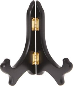 bard’s hinged black mdf wood plate stand, 5″ h x 5.75″ w x 3.75″ d (for 5″ – 7.5″ plates)