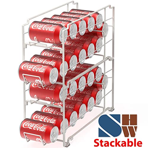 Simple Houseware Stackable Can Rack Organizer + Soda Can Dispenser Organizer, White