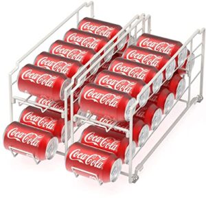 Simple Houseware Stackable Can Rack Organizer + Soda Can Dispenser Organizer, White