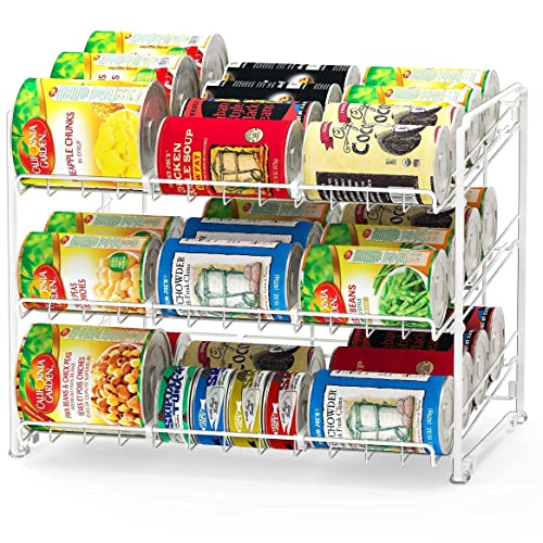 Simple Houseware Stackable Can Rack Organizer + Soda Can Dispenser Organizer, White