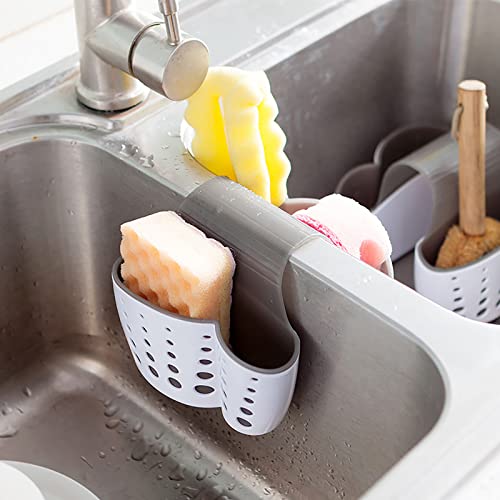 Sink Caddy Sponge Holder, Kitchen Sink Saddle Protector Caddy, Over the Sink Sponge Holder, Faucet Caddy Kitchen Organizer (1 Pack, Gray)