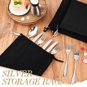 LEIFIDE 3 Sizes 13 x 10 Inch, 18 x 18 Inch, 28 x 28 Inch 3 Pcs Silver Storage Bags Anti Tarnish Cloth Bag Stop Tarnishing Silver Jewelry Keeper for Silverware Flatware Silver Watch Band Coins, Black