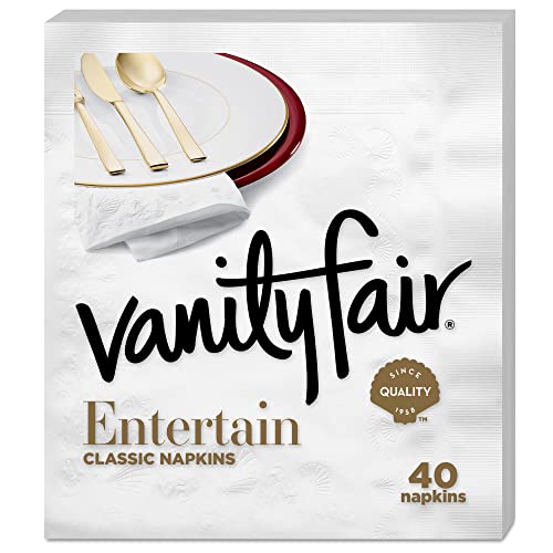 Vanity Fair Entertain Paper Napkins, 320 3-Ply Disposable Napkins, Dinner Size (8 packs of 40 Napkins)