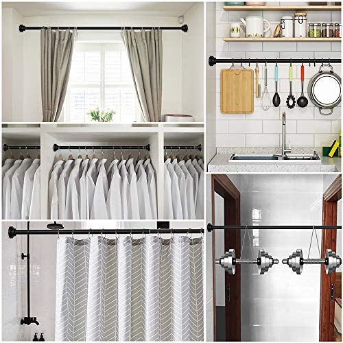 Ausemku Shower Curtain Rod Tension - 40-72 Inch Never Rust Non-Slip Spring Tension Curtain Rod No Drilling Stainless Steel Curtain Rod Use Bathroom Kitchen（Black）