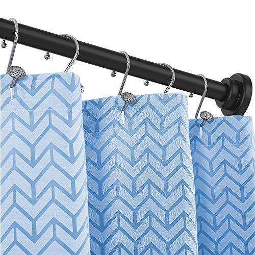 Ausemku Shower Curtain Rod Tension - 40-72 Inch Never Rust Non-Slip Spring Tension Curtain Rod No Drilling Stainless Steel Curtain Rod Use Bathroom Kitchen（Black）