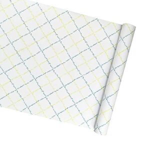 yifely shelf drawer liner peel & stick furniture paper yellow-blue grid cover old furnitures christmas decor 17.7 inch by 9.8 feet