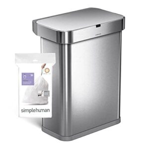 simplehuman Code Q Custom Fit Drawstring Trash Bags in Dispenser Packs, 100 Count, 50-65 Liter / 13-17 Gallon, White