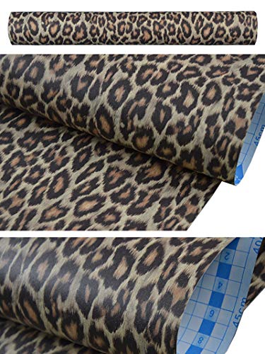 Self Adhesive Vinyl Leopard Contact Paper Shelf Liner for Cabinets Drawer Dresser Furniture Crafts Decor 17.7x117 Inches