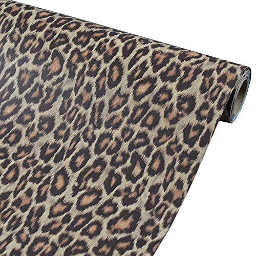 Self Adhesive Vinyl Leopard Contact Paper Shelf Liner for Cabinets Drawer Dresser Furniture Crafts Decor 17.7x117 Inches