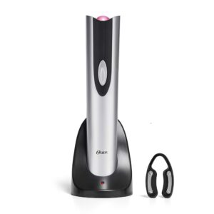 Oster Electric Wine Opener and Foil Cutter Kit with CorkScrew and Charging Base, Silver