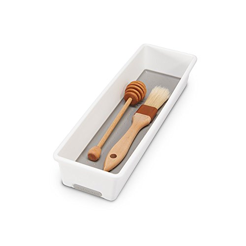 madesmart Classic Mini Utensil Tray - White & Classic 9.8 x 3.8 Bin - White | CLASSIC COLLECTION | Multi-Purpose Storage Organizer | Soft-grip Lining and Non-slip Rubber Feet