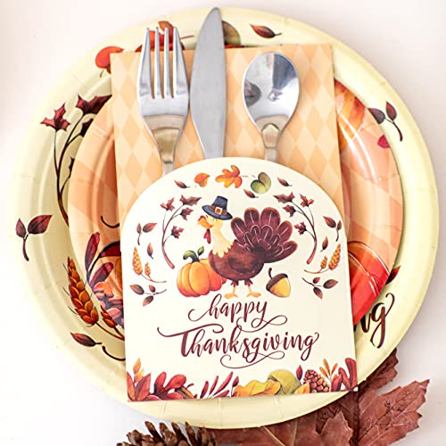 Thanksgiving Utensil Holder / 24 Pieces Turkey Cutlery Silverware Holder Paper Pocket Set For Thanksgiving Party Supplies / Fall Harvest Party / Dinner Table Decoration