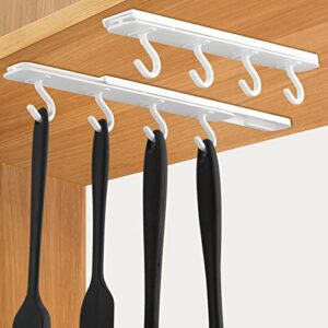 builog self adhesive sticky hooks under cabinet mug hanger hooks for hanging heavy duty, retractable closet hanging hooks coat rack hooks for 2 packs