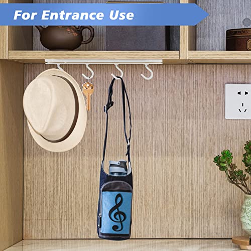 BUILOG Self Adhesive Sticky Hooks Under Cabinet Mug Hanger Hooks for Hanging Heavy Duty, Retractable Closet Hanging Hooks Coat Rack Hooks for 2 Packs