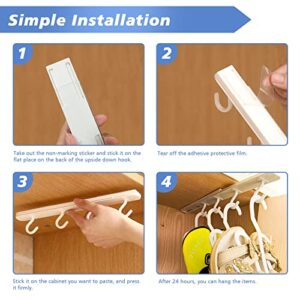 BUILOG Self Adhesive Sticky Hooks Under Cabinet Mug Hanger Hooks for Hanging Heavy Duty, Retractable Closet Hanging Hooks Coat Rack Hooks for 2 Packs