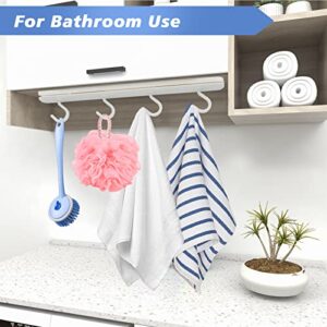 BUILOG Self Adhesive Sticky Hooks Under Cabinet Mug Hanger Hooks for Hanging Heavy Duty, Retractable Closet Hanging Hooks Coat Rack Hooks for 2 Packs