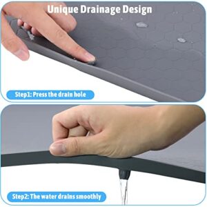 Under Sink Mat Kitchen & Bathroom Cabinet Liner, Waterproof 34”x22” Silicone Under Kitchen Sink Liner Mat with Drain Hole (Grey)