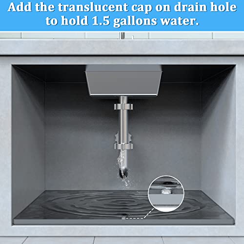 Under Sink Mat Kitchen & Bathroom Cabinet Liner, Waterproof 34”x22” Silicone Under Kitchen Sink Liner Mat with Drain Hole (Grey)