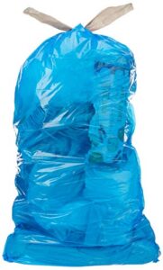 amazoncommercial 13 gallon blue recycling bags /w drawstrings – 0.7 mil – 45 count