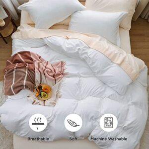 BEDSURE White Duvet Cover Queen Size - Soft Prewashed Queen Duvet Cover Set, 3 Pieces, 1 Duvet Cover 90x90 Inches with Zipper Closure and 2 Pillow Shams