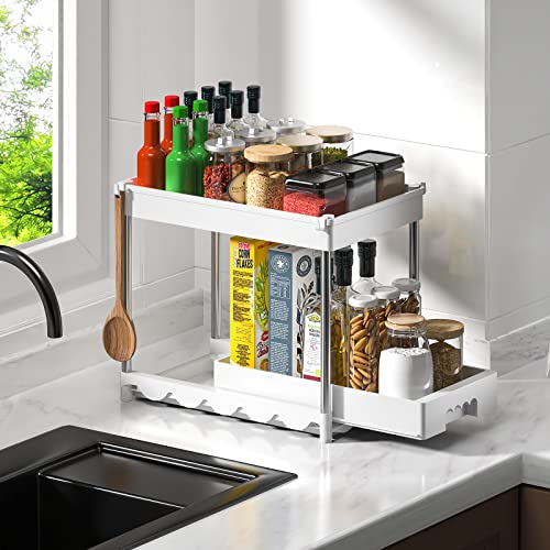 coorack Under Sink Organizers and Storage, 2-Tier Pull Out Cabinet Organizer Kitchen Drawer Organizer, Bathroom Organizer Under Cabinet Organizer Kitchen Shelf with Sliding Storage Drawer