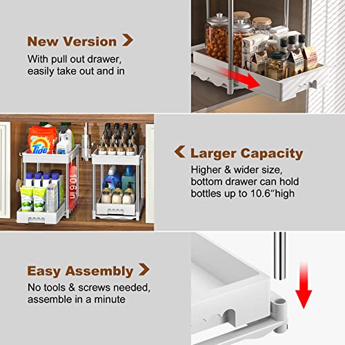 coorack Under Sink Organizers and Storage, 2-Tier Pull Out Cabinet Organizer Kitchen Drawer Organizer, Bathroom Organizer Under Cabinet Organizer Kitchen Shelf with Sliding Storage Drawer