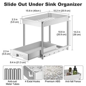 coorack Under Sink Organizers and Storage, 2-Tier Pull Out Cabinet Organizer Kitchen Drawer Organizer, Bathroom Organizer Under Cabinet Organizer Kitchen Shelf with Sliding Storage Drawer