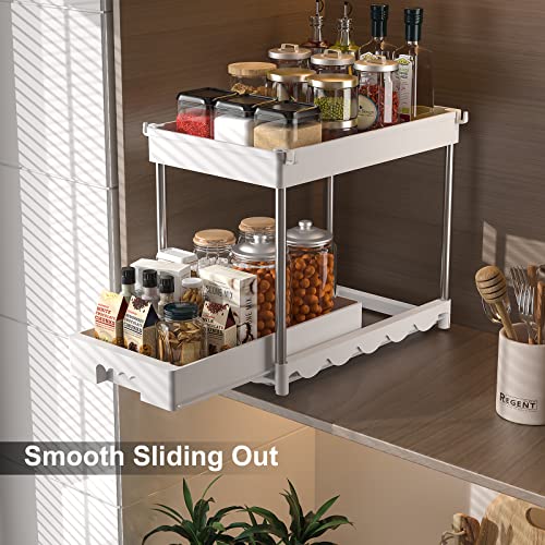 coorack Under Sink Organizers and Storage, 2-Tier Pull Out Cabinet Organizer Kitchen Drawer Organizer, Bathroom Organizer Under Cabinet Organizer Kitchen Shelf with Sliding Storage Drawer