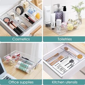 WOWBOX 25 PCS Clear Plastic Drawer Organizer Set, 4 Sizes Desk Drawer Divider Organizers and Storage Bins for Makeup, Jewelry, Gadgets for Kitchen, Bedroom, Office Bathroom, Office