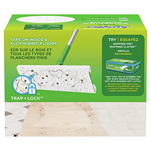 Swiffer Sweeper Dry Sweeping Pad Refills, Hardwood Floor Mop Cleaner Cloth Refill, Gain Scent, 32 Count