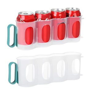 dcqry 3pack portable soda can organizer for refrigerator, clear plastic can dispenser storage holder with removeable handle drink organizer for fridge pantry kitchen cabinets