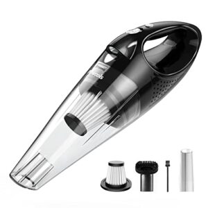 powools car vacuum cordless rechargeable – handheld vacuum cleaner high power with fast cahrge tech, portable vacuum with large-capacity battery, handy handheld vac with led light, silver (pl8189)