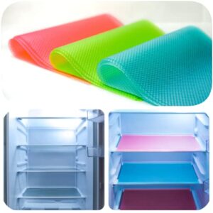 bravolated 12 pack refrigerator mats shelf liners for glass shelves (4 green 4 blue 4 red) fridge liners washable pads liners for refrigerator eva shelf liner
