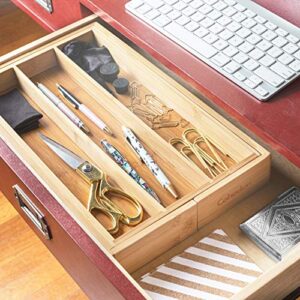 Coheden Bamboo Expandable Drawer Organizer Premium Cutlery and Utensil Tray - Multifunctional Organizer Fits With All Drawer Sizes - 100% Pure Bamboo (Medium (3-5 Compartments))