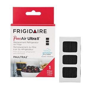 frigidaire paultra2 pure air ultra ii refrigerator air filter with carbon technology to absorb food odors, 3.8″ x 1.8″ , white